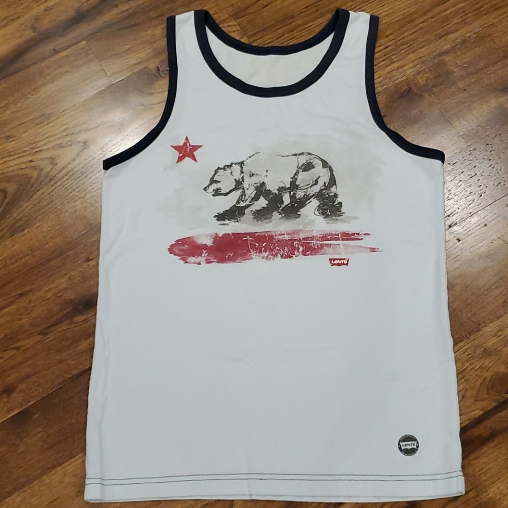 Mens blue Levi's graphic tank top size S